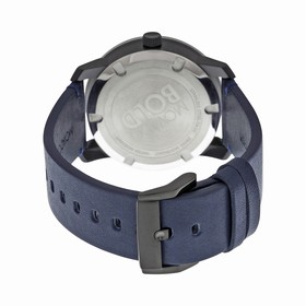 Movado Bold Navy Blue Dial Blue Leather Band Navy Blue Stainless Steel Case Men's Quartz Watch 3600317