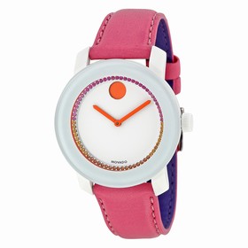 Movado Bold White Dial Pink Leather Ladies Watch 3600216