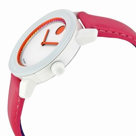 Movado Bold White Dial Pink Leather Ladies Watch 3600216