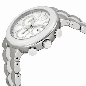Movado Chronograph White Dial White Ceramic Ladies Watch 0606758