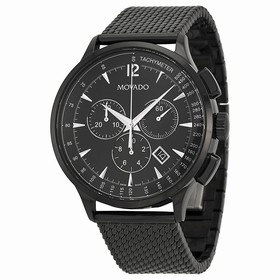Movado Circa Chronograph Black Dial Black PVD Mesh Men's Watch 0606804