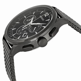 Movado Circa Chronograph Black Dial Black PVD Mesh Men's Watch 0606804