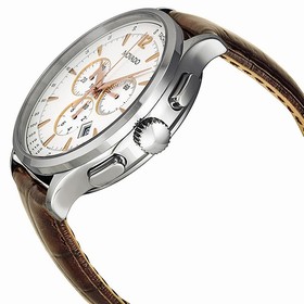 Movado Circa Chronograph White Dial Brown Leather Strap Men's Watch 0606576