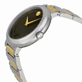 Movado Concerto Black Dial Two-Tone Stainless Steel Bracelet Men's Watch 0606588