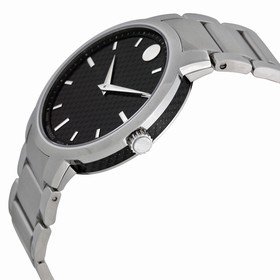 Movado Gravity Black Carbon Fiber Dial Stainless Steel Men's Watch 0606838