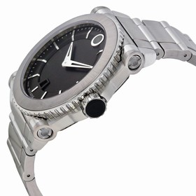 Movado Master Black Dial Titanium Bezel Stainless Steel Men's Watch 0606550
