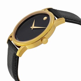 Movado Museum Black Dial Black Leather Men's Watch 2100005