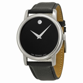 Movado Museum Black Dial Black Leather Strap Men's Watch 2100002