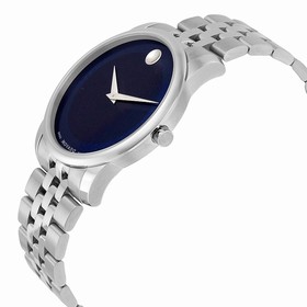 Movado Museum Quartz Metallic Blue Dial Stainless Steel Men's Watch 0606982