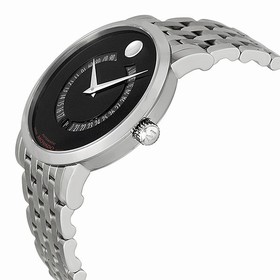 Movado Red Label Automatic Black Dial Animated Date Stainless Steel Men's Watch 0606284
