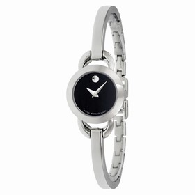 Movado Rondiro Black Dial Stainless Steel Bangle Ladies Watch 0606796