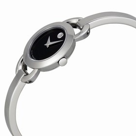 Movado Rondiro Black Dial Stainless Steel Bangle Ladies Watch 0606796