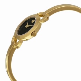 Movado Rondiro Black Dial Yellow Gold PVD Ladies Watch 0606888