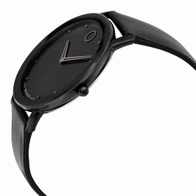 Movado Sapphire Black Dial Black Leather Men's Watch 0606884