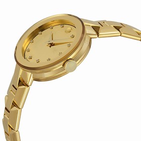 Movado Sapphire Champagne Dial Gold PVD Stainless Steel Ladies Watch 0606816
