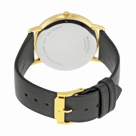 Movado Sapphire Gold Dial Black Leather Watch 0606883