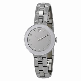 Movado Sapphire Silver Diamond Dial Stainless Steel Ladies Watch 0606815