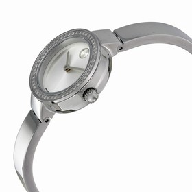 Movado Silver-Toned Sunray Dial Silver Stainless Steel Band and Case Ladies Quartz Watch 3600321