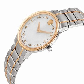 Movado TC Mother of Pearl Two Tone Stainless Steel Ladies Watch 606692