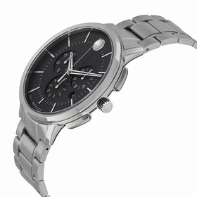 Movado Ultra-Thin Chronograph Black Soleil Dial Stainless Steel Men's Watch 0606886