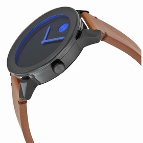 Movado Bold Black Dial Cognac Leather Unisex Watch 3600304