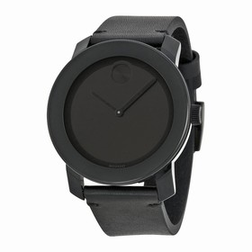 Movado Bold Black Museum Dial Black Leather Unisex Watch 3600306