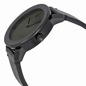 Movado Bold Black Museum Dial Black Leather Unisex Watch 3600306