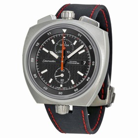 Omega Seamaster Bullhead Chronograph Automatic Black Dial Black Leather Men's Watch 22512435001001