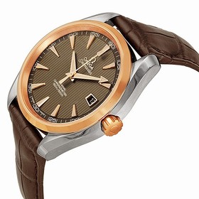 Omega Aqua Terra Co-Axial Teak-Grey Dial Brown Leather Men's Watch 23123422106001