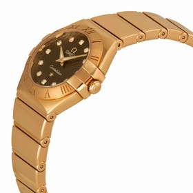 Omega Constellation 2009 Brown Dial 18kt Rose Gold Ladies Watch 12350246063002