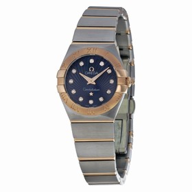 Omega Constellation Blue Diamond Dial Stainless Steel Ladies Watch 12320246053001