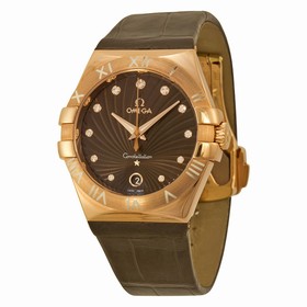 Omega Constellation Brown Dial Brown Leather Ladies Watch 12353356063001