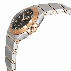 Omega Constellation Brown "Griffes" Style Dial 18K Rose Gold Bezel Stainless Steel Ladies Watch 12320246063002