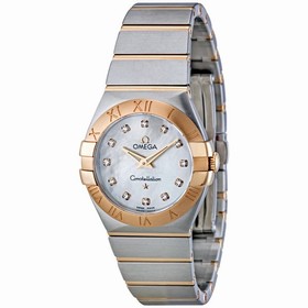 Omega Constellation Brushed Quartz White Mother of Pearl Dial Ladies Watch 123.20.27.60.55.001