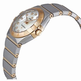 Omega Constellation Brushed Quartz White Mother of Pearl Dial Ladies Watch 123.20.27.60.55.001