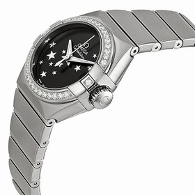 Omega Constellation Chronometer Star Black Dial Stainless Steel Ladies Watch 12315272001001