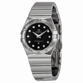 Omega Constellation Diamond Black Dial Stainless Steel Ladies Watch 123.10.27.60.51.002