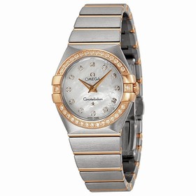 Omega Constellation Diamond Mother of Pearl Dial Rose Gold and Steel Ladies Watch 12325276055001