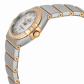 Omega Constellation Mother of Pearl Diamond Dial Brushed Steel Ladies Watch 123.25.24.60.55.002