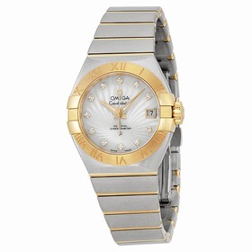 Omega Constellation Mother of Pearl Diamond Dial Steel and 18kt Yellow Gold Ladies Watch 12320272055002