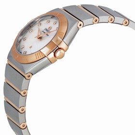 Omega Constellation Mother of Pearl Diamond Dial Steel and Rose Gold Ladies Watch 12320276055006