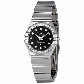 Omega Constellation Polished Quartz Black Dial Ladies Watch 12315246051002