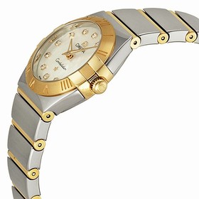 Omega Constellation Polished Quartz White Mother-of-Pearl Ladies Watch 12320246055004