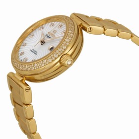 Omega De Ville Ladymatic Mother of Pearl Dial 18K Yellow Gold Diamond Ladies Watch 42565342055002