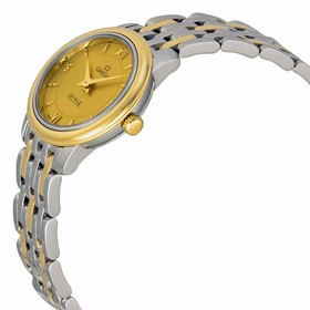 Omega De Ville Prestige Champagne Dial Stainless Steel & 18kt Yellow Gold Ladies Watch 424.20.24.60.08.001