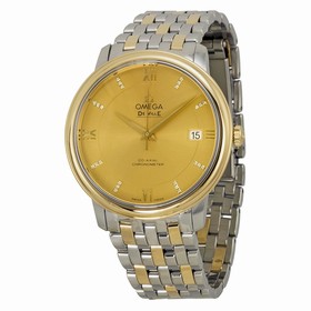 Omega De Ville Prestige Champagne Dial Stainless Steel and 18kt Gold Men's Watch 42420372058001