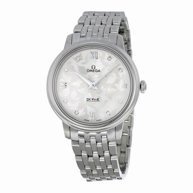 Omega De Ville Prestige Silver Diamond Dial Stainless Steel Ladies Watch 42410336052001
