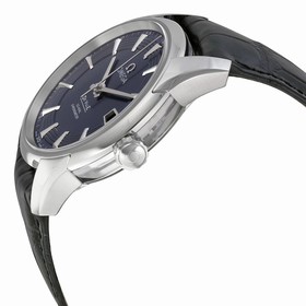 Omega DeVille Blue Dial Black Leather Men's Watch 431.33.41.21.03.001