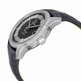 Omega Deville Hour Vision Black and Silver Dial Black Leather Men's Watch 43133412101001