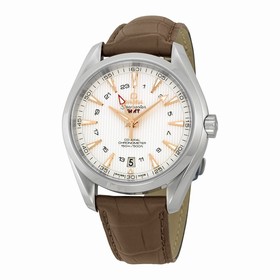 Omega Seamaster Aqua Terra GMT Silver Dial Brown Leather Men's Watch 23113432202004